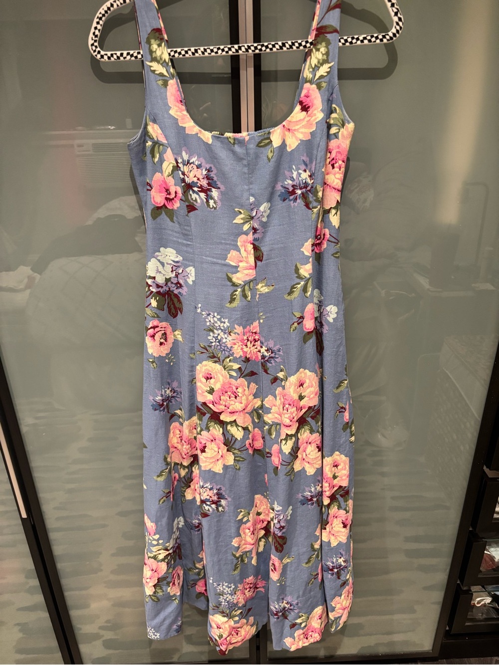 Gap XS Bright Blue/ Pink Floral Maxi Dress